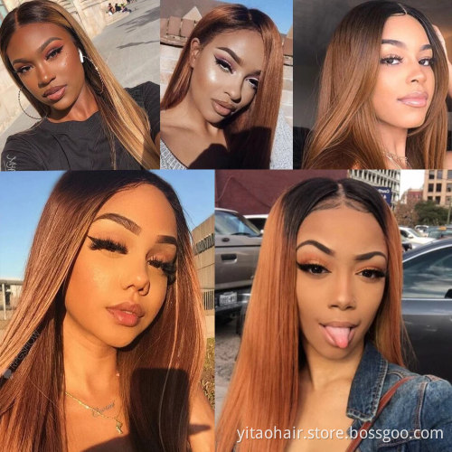 Black roots Brown T#4/30 Lace Front Wig Heat Resist Fiber Silk Straight Hair Wig synthetic  lace front wigs with baby hair
